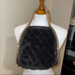 Fuzzy Gold Chain Purse